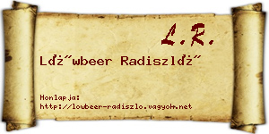 Löwbeer Radiszló névjegykártya